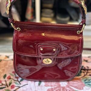 Coach Crimson Red Patent Leather Top Handle Bag